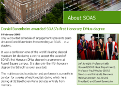 Barenboim honorary award SOAS news webpage