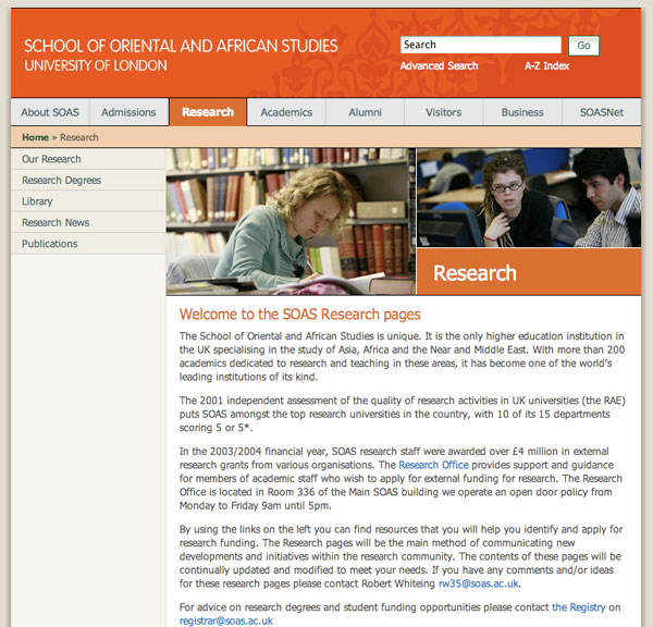 soas website section page