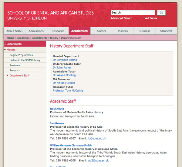 soas web page