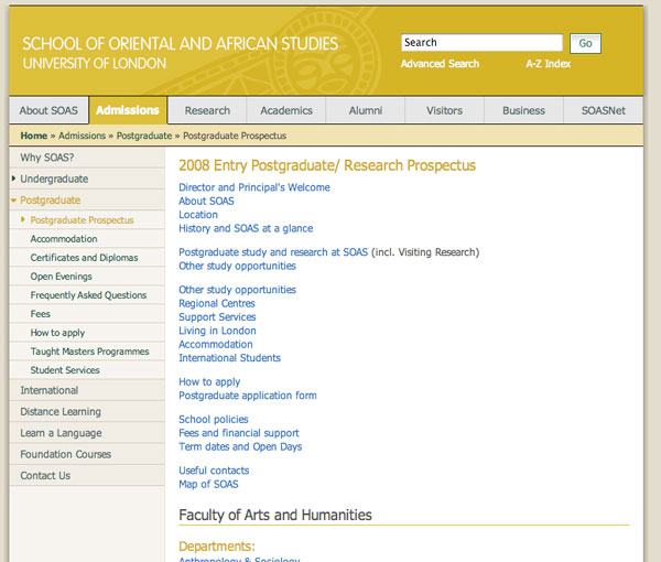 soas web page